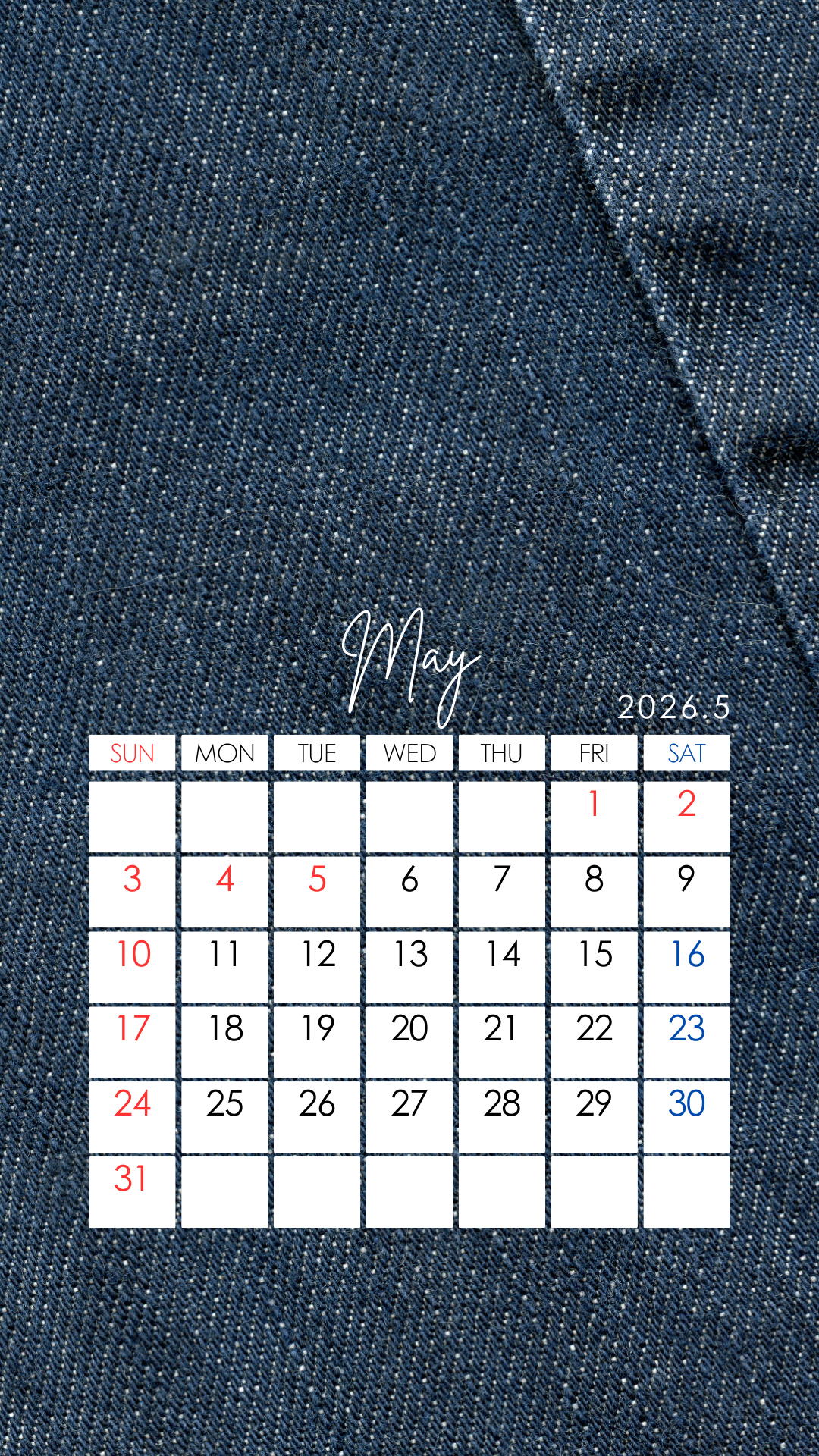 【お知らせ】2026年のカレンダーを作成しました（5月）・中国語