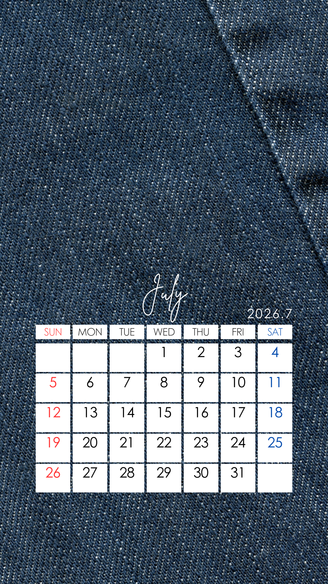 【お知らせ】2026年のカレンダーを作成しました（7月）・中国語