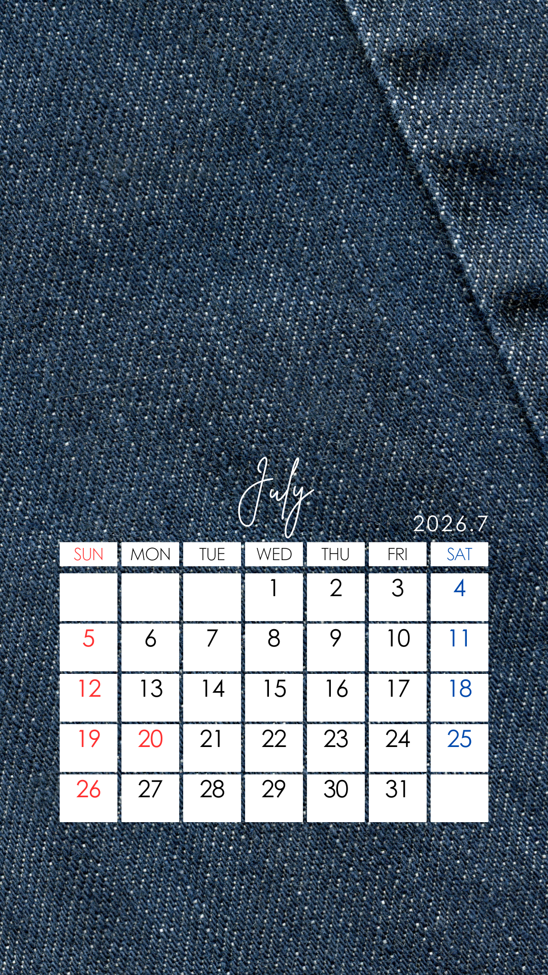 【お知らせ】2026年のカレンダーを作成しました（7月）